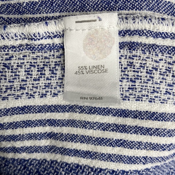 J Jill Womens pull on Linen pants Wide Leg Blue Pinstripes Nautical sz XL Petite - Picture 9 of 9